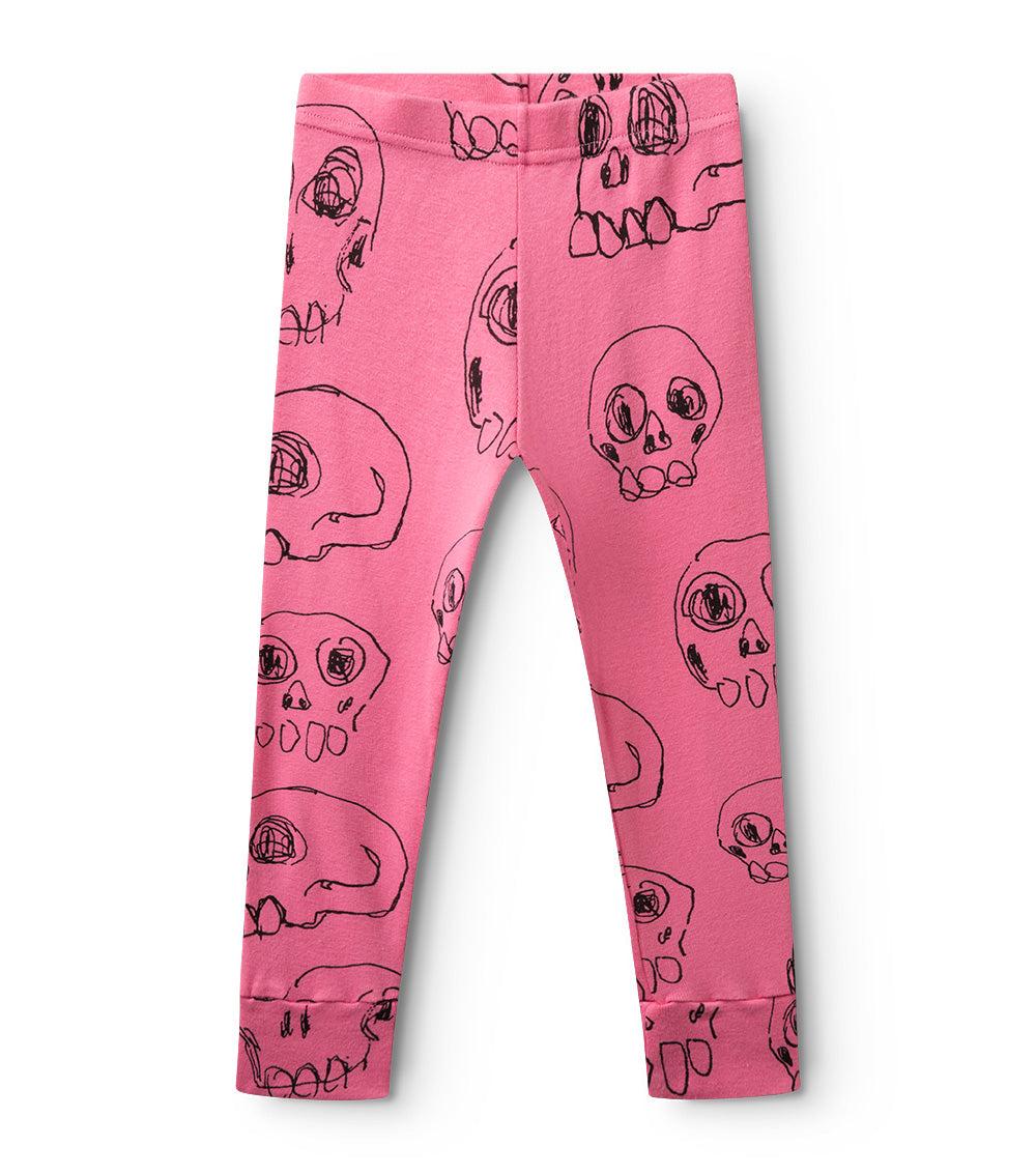 nununu scribbled skulls leggings hot pink