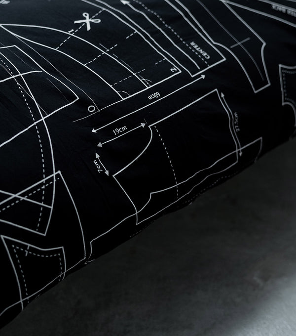 Nununu Sewing Pattern Bedding Set Black