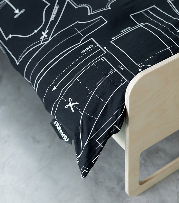 Nununu Sewing Pattern Bedding Set Black