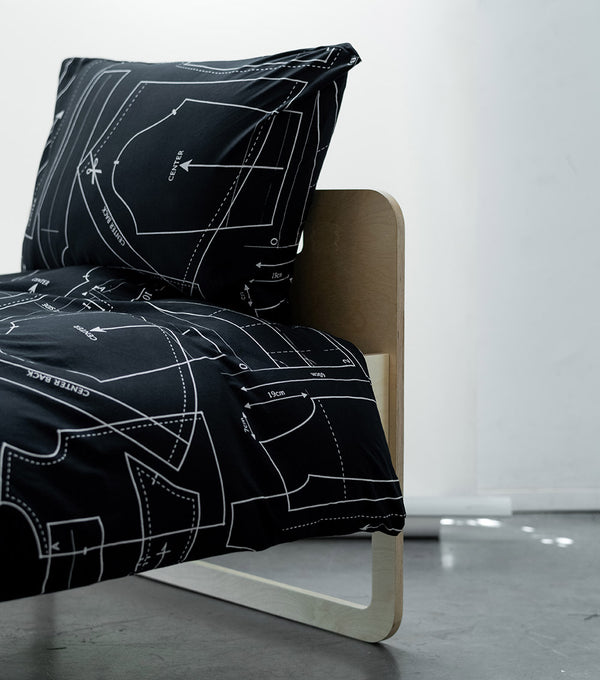 Nununu Sewing Pattern Bedding Set Black