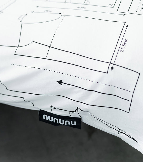 Nununu Sewing Pattern Bedding Set White