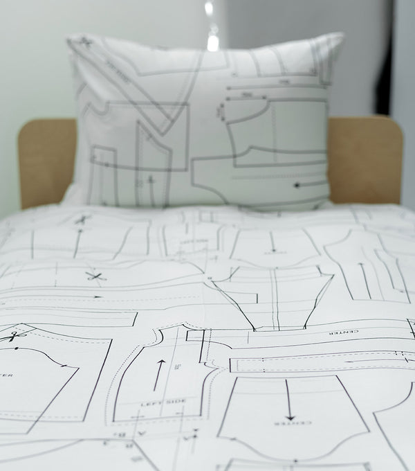 Nununu Sewing Pattern Bedding Set White