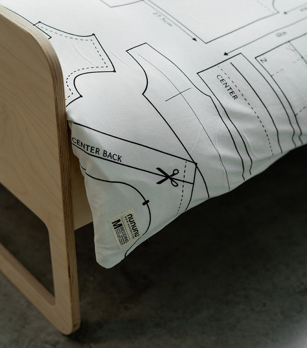 Nununu Sewing Pattern Bedding Set White