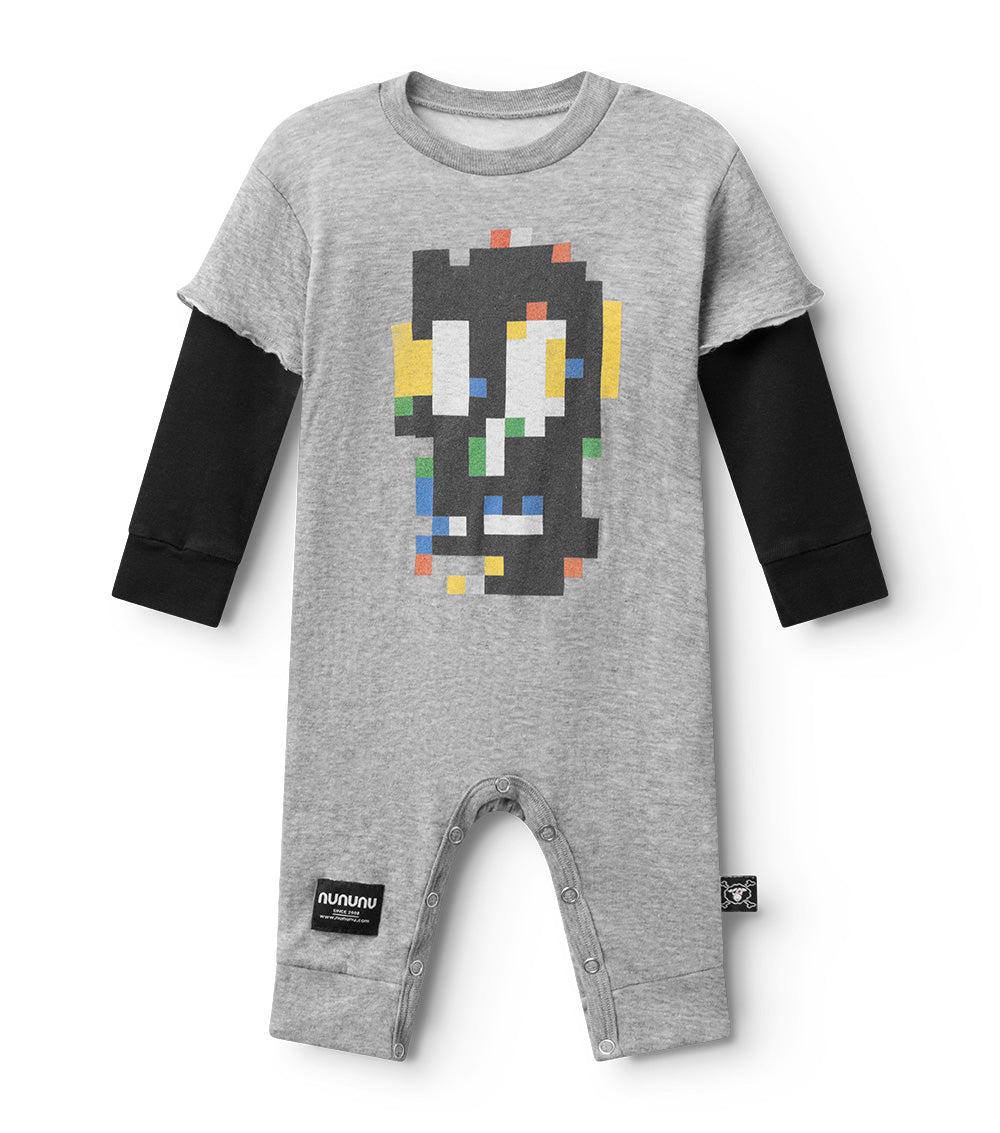 nununu soft pixel skull overall