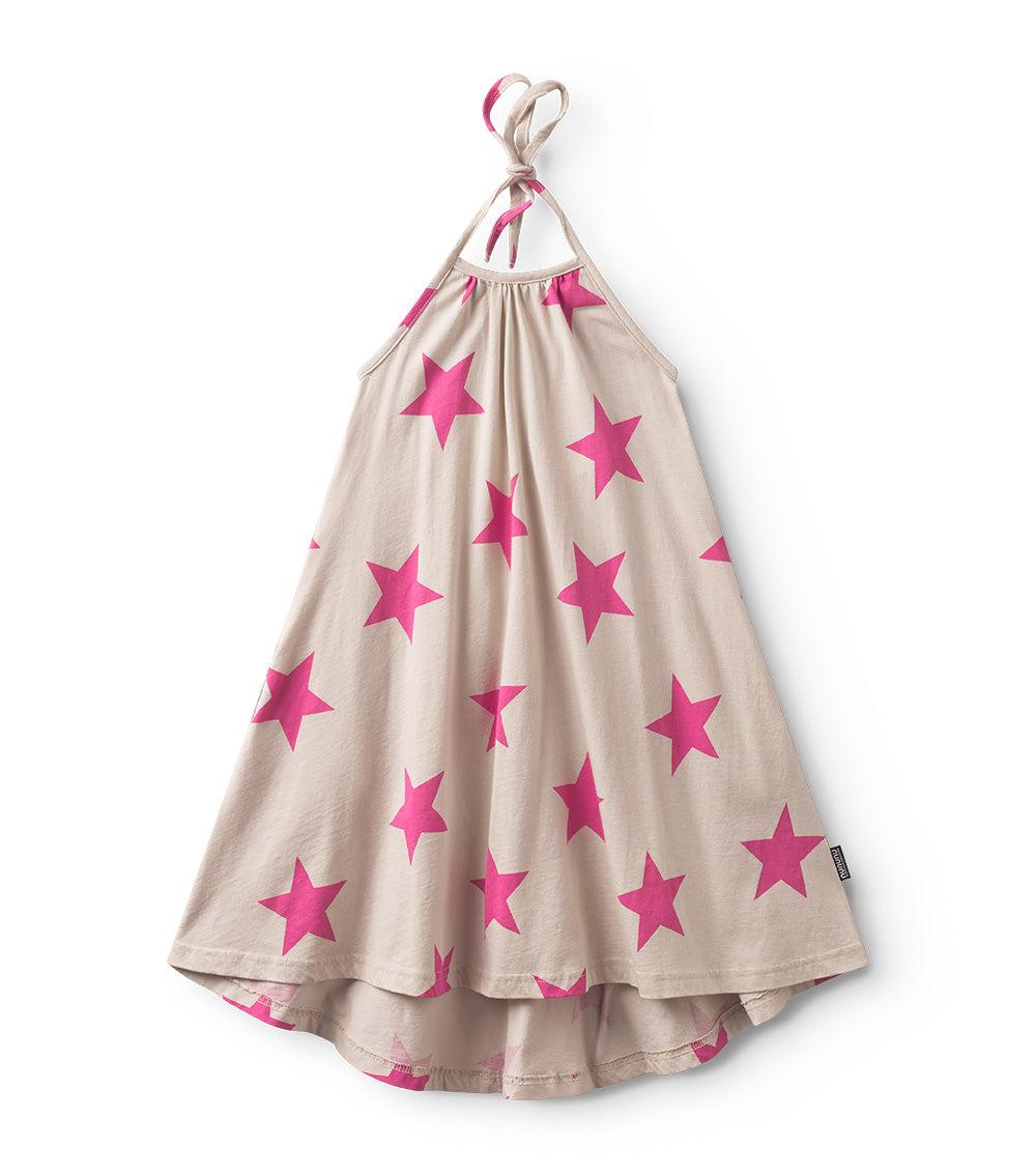 nununu star collar dress smokey natural/hot pink