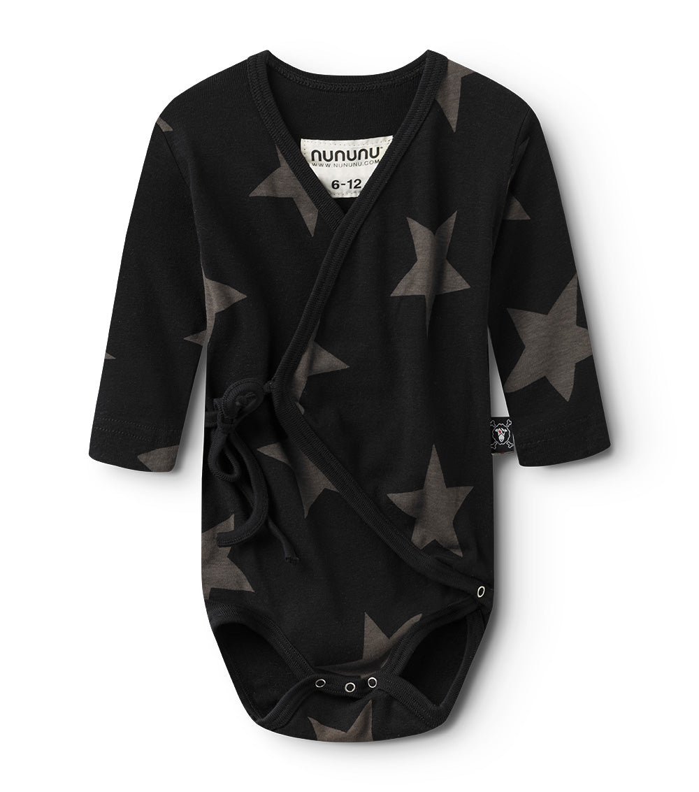 nununu star envelope onesie black
