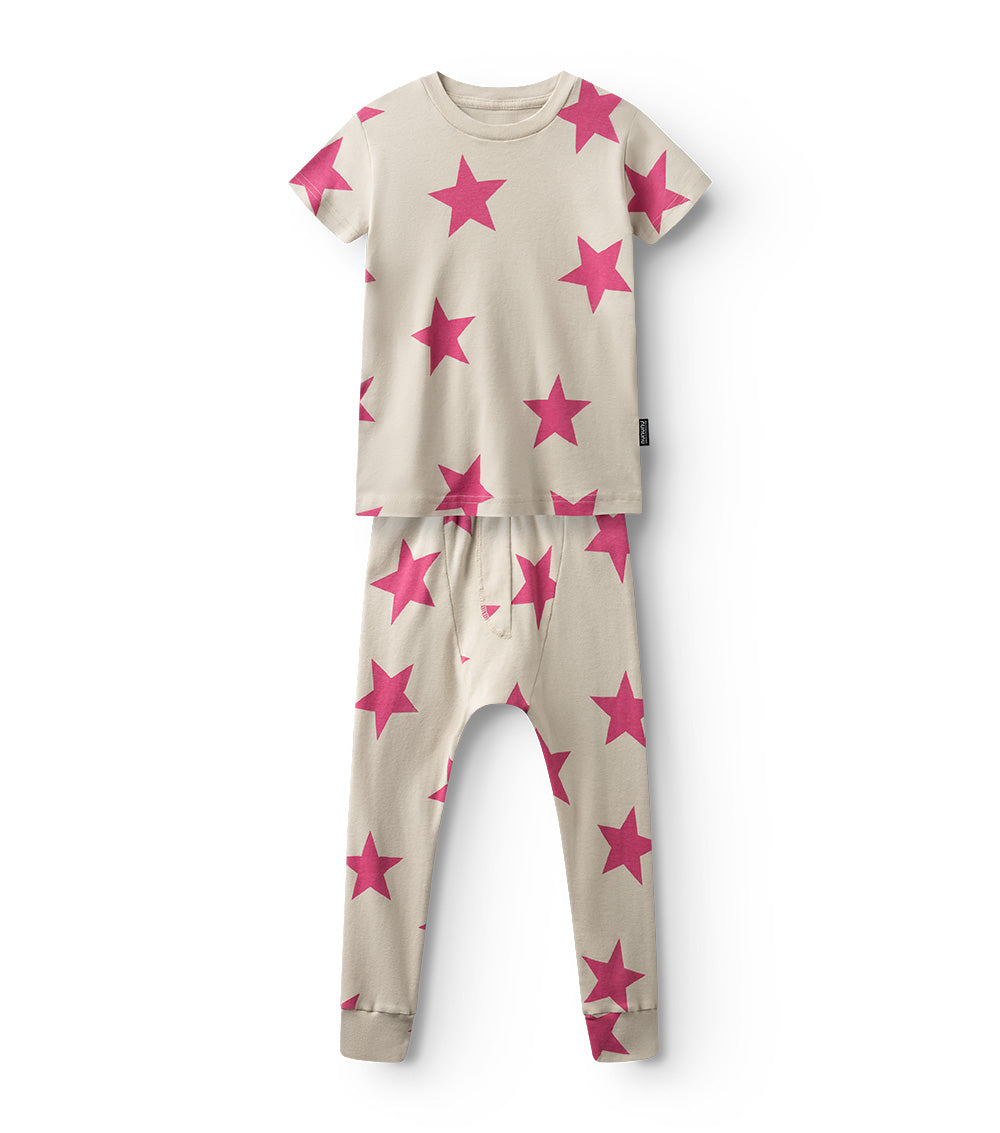 nununu star lounge set smokey natural/hot pink