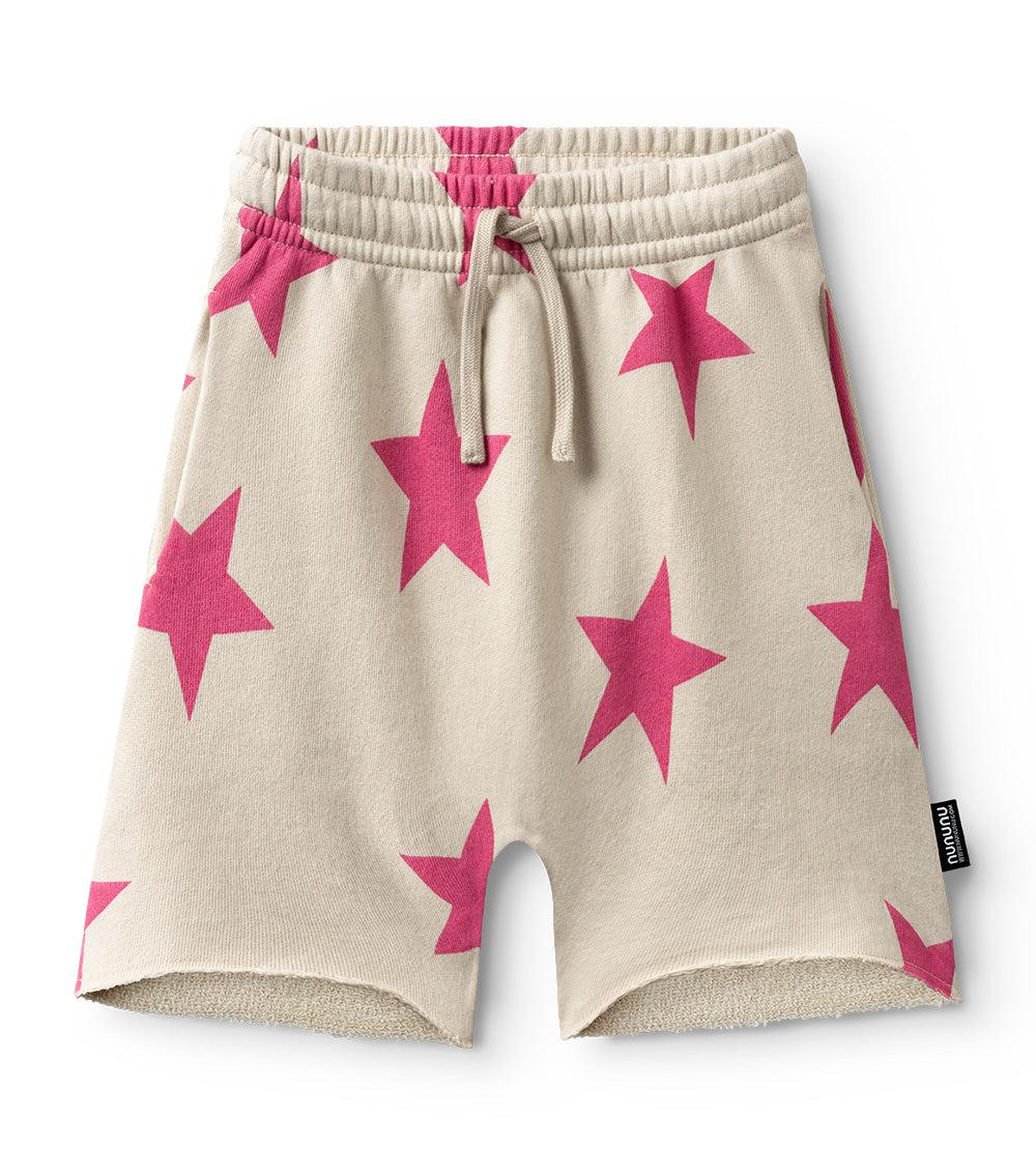 nununu star sweatshorts smokey natural/hot pink