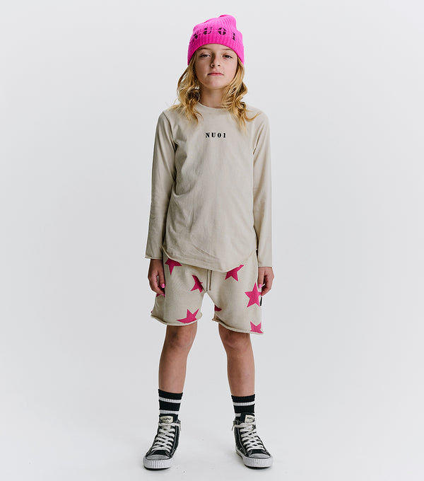 Nununu Star Sweatshorts Smokey Natural/hot Pink
