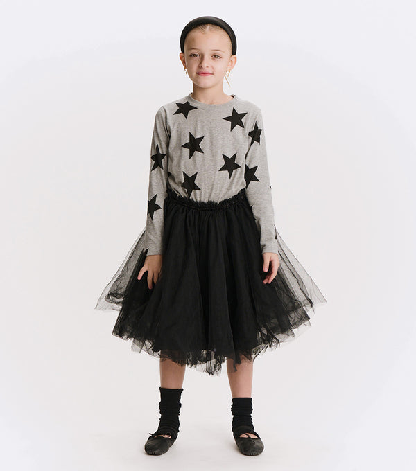 Nununu Star Tulle Dress Heather Grey