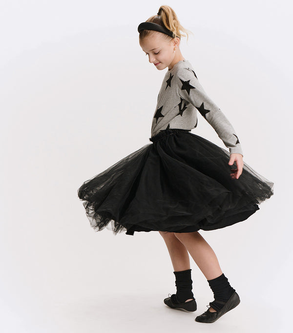 Nununu Star Tulle Dress Heather Grey