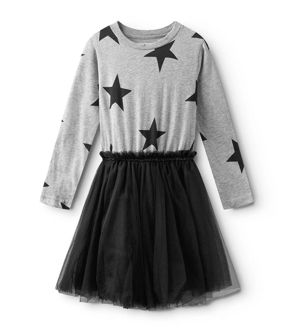 nununu star tulle dress heather grey
