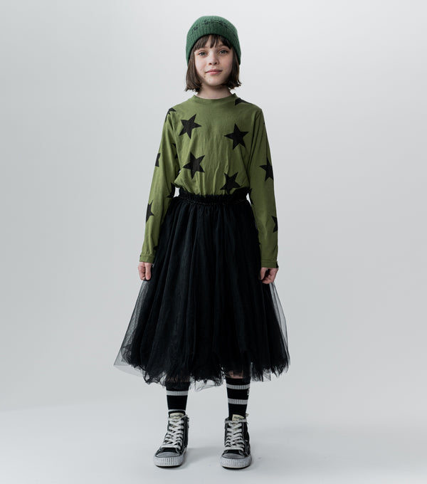Nununu Star Tulle Dress Olive