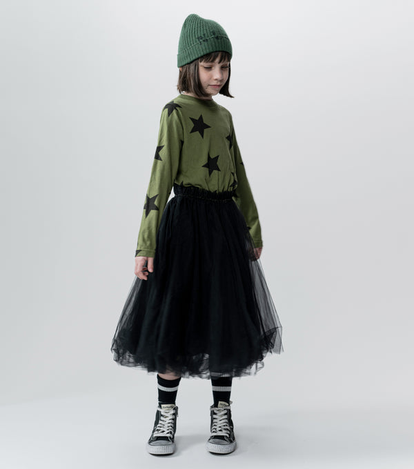 Nununu Star Tulle Dress Olive