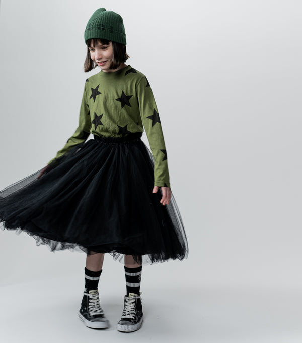 Nununu Star Tulle Dress Olive