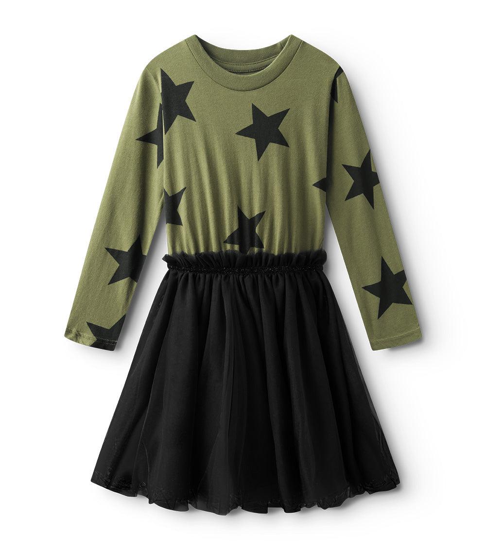 nununu star tulle dress olive