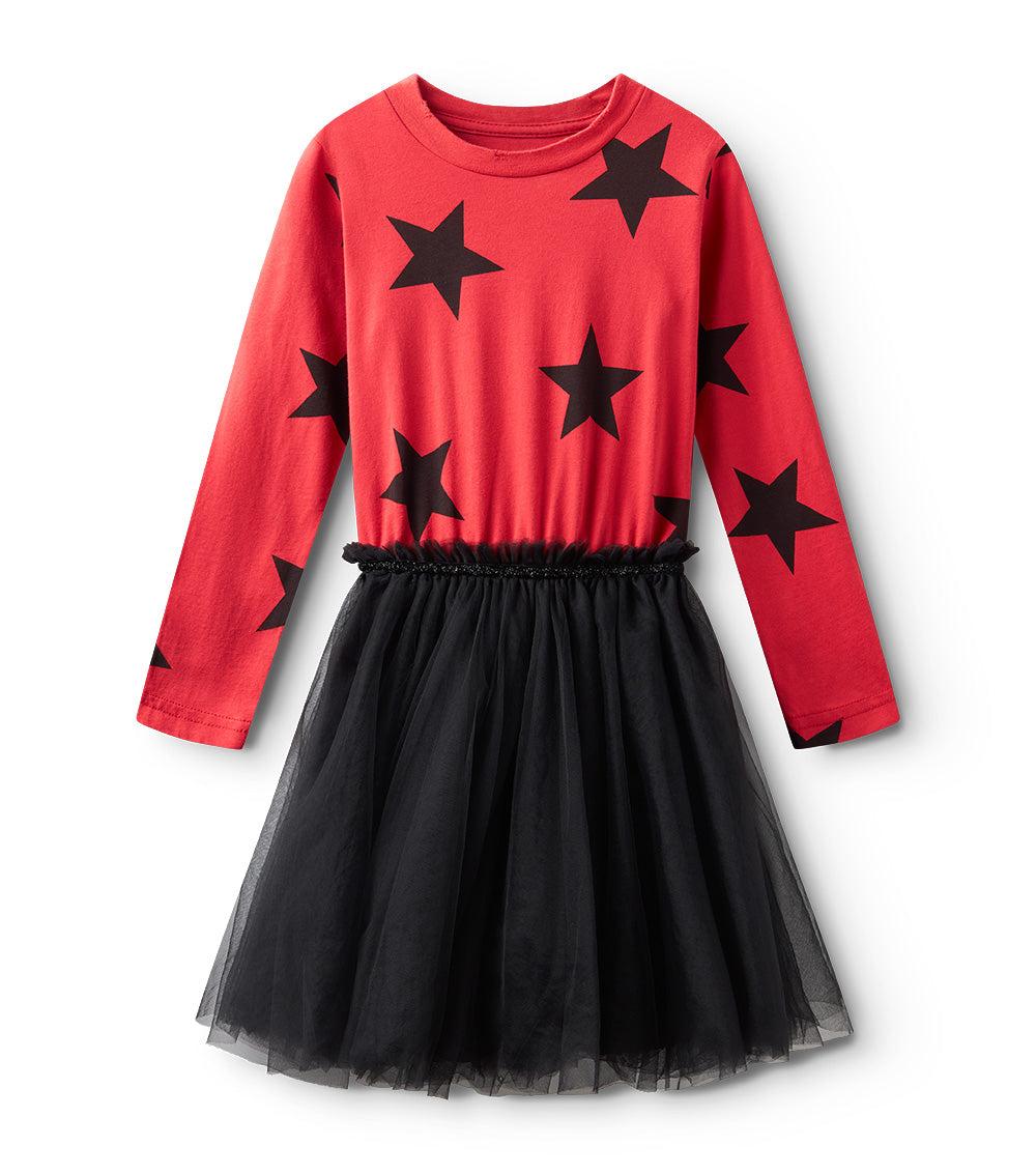 nununu star tulle dress smokey red