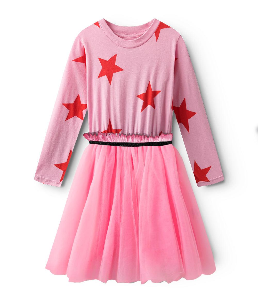 nununu star tulle dress super pink