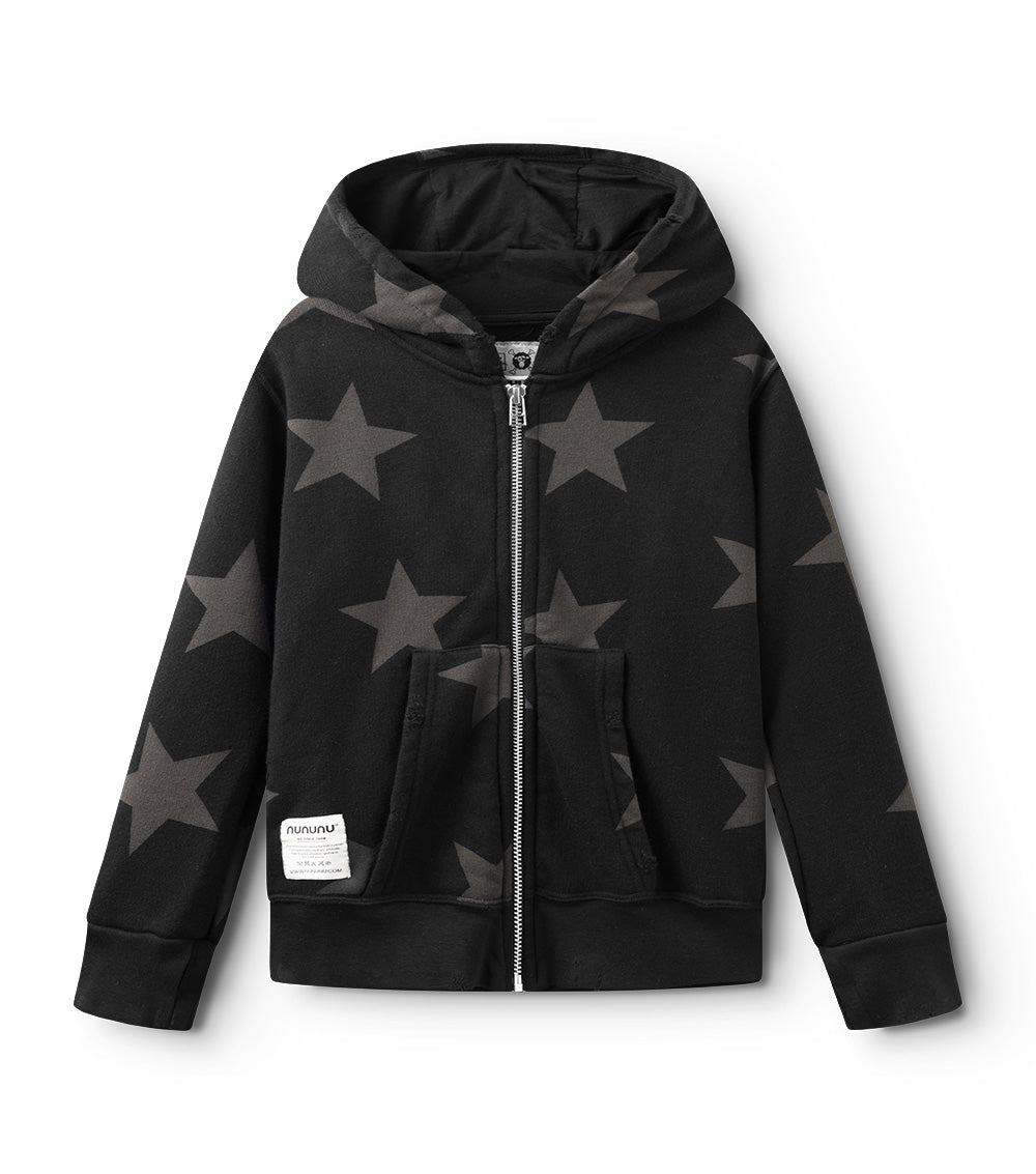 nununu star zip hoodie black