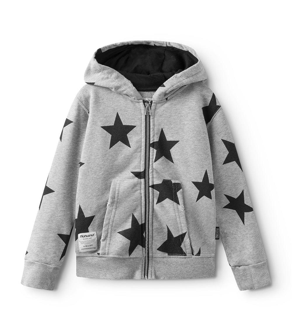 nununu star zip hoodie heather grey