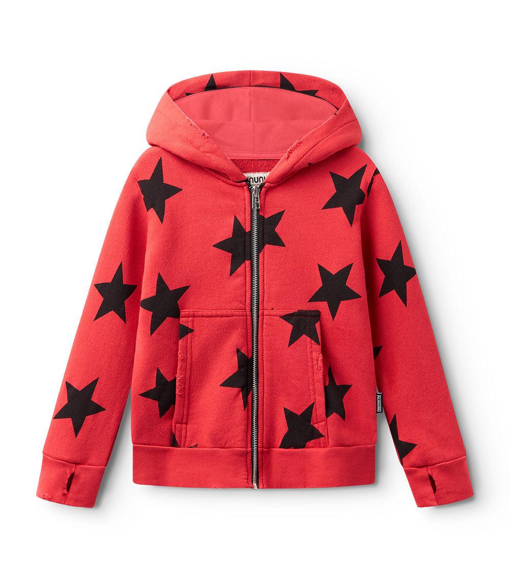 nununu star zip hoodie smokey red