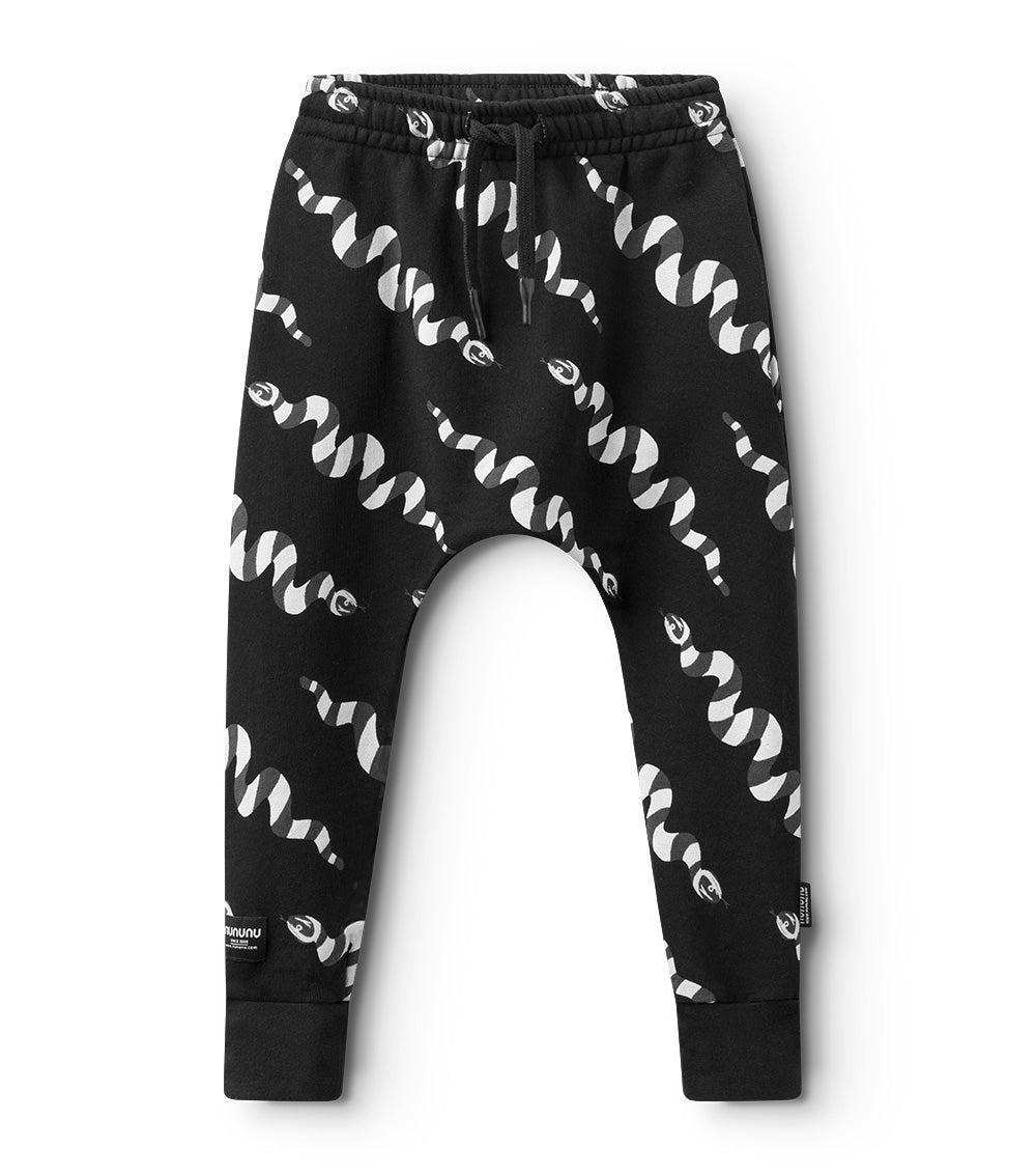 nununu stripey snakes baggy pants black