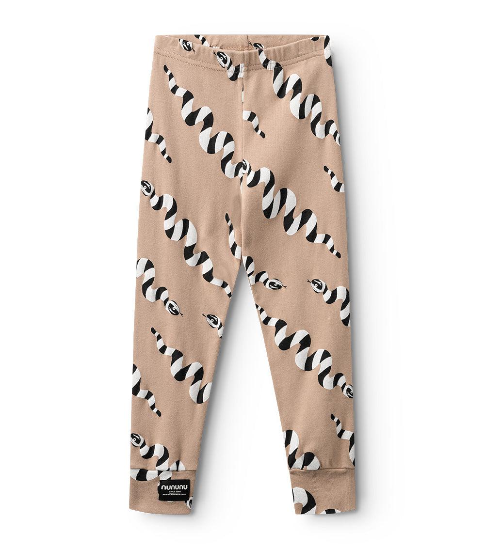 nununu stripey snakes leggings coffee