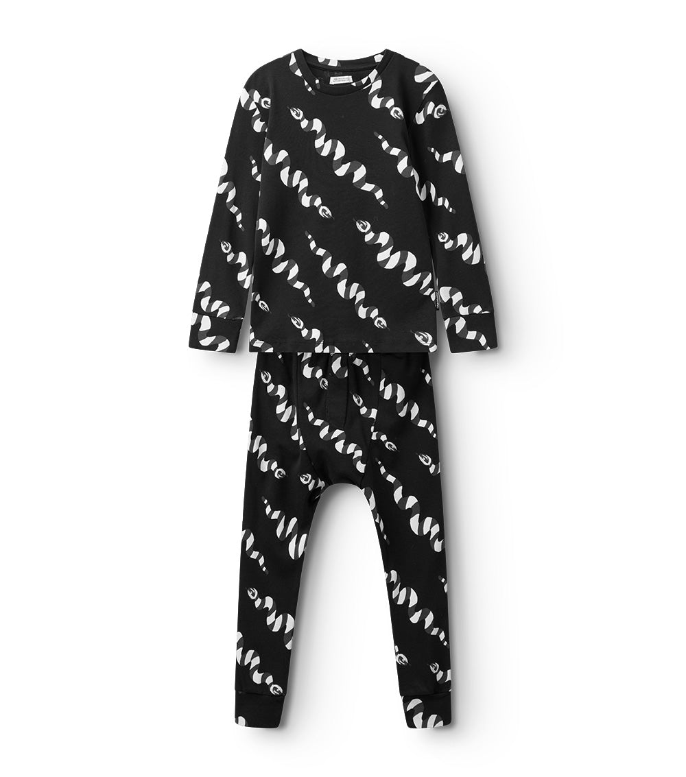 nununu stripey snakes loungewear black