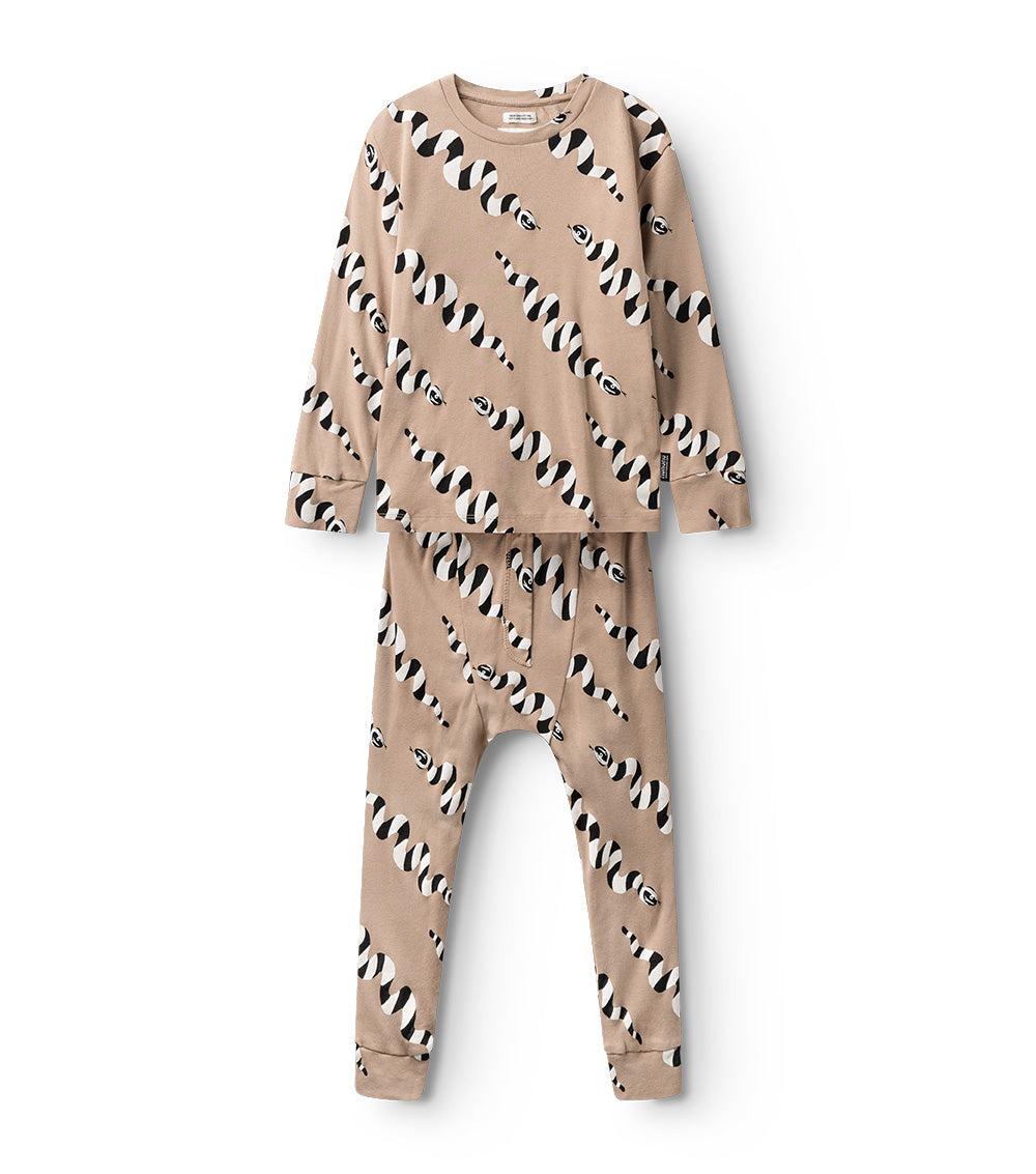 nununu stripey snakes loungewear coffee