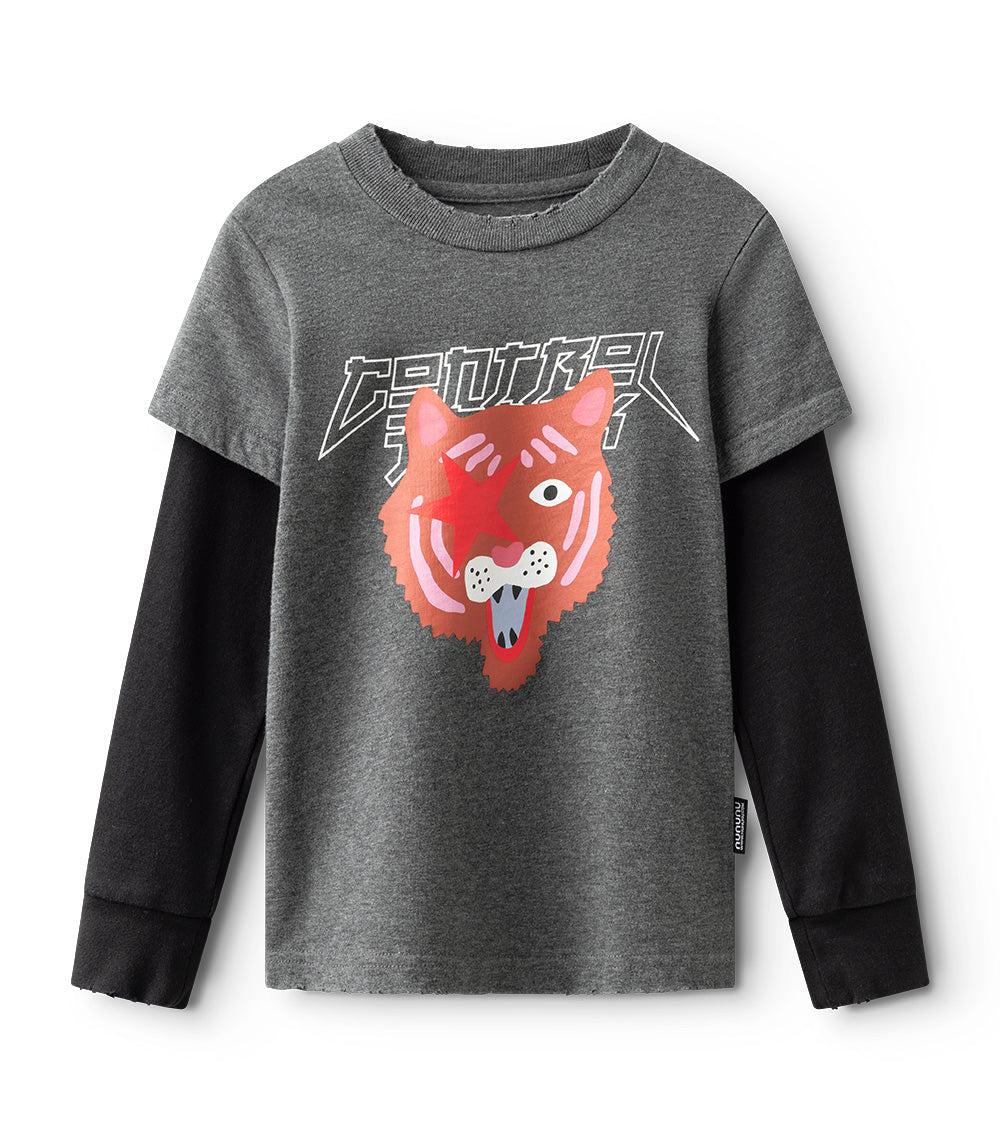 nununu tiger strike shirt dark heather grey