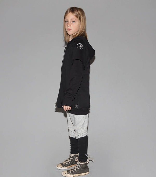 Nununu Twofer Zip Hoodie Charcoal Grey