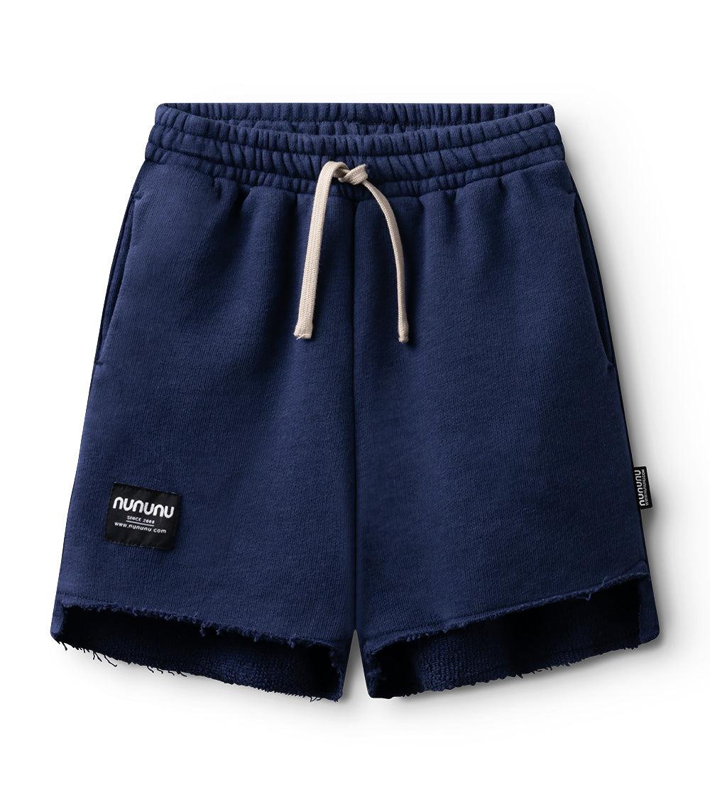 nununu unbalanced shorts indigo