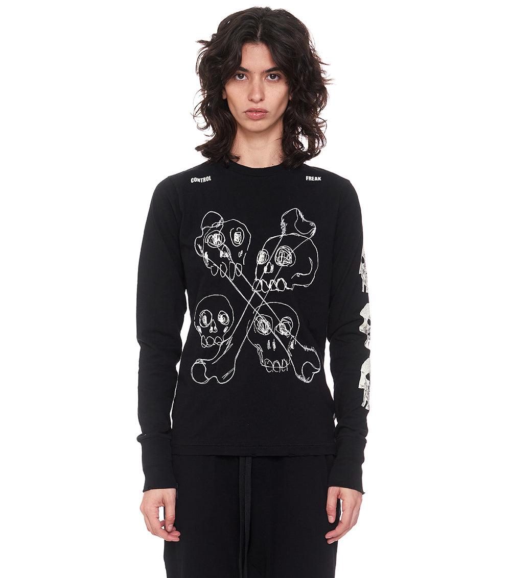 nununu women's multi skull shirt black