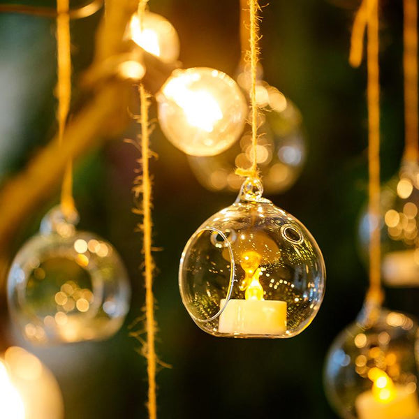 Nuptio 100Pcs 3.15inch Hanging Glass Tealight Candle Holder | Nuptio