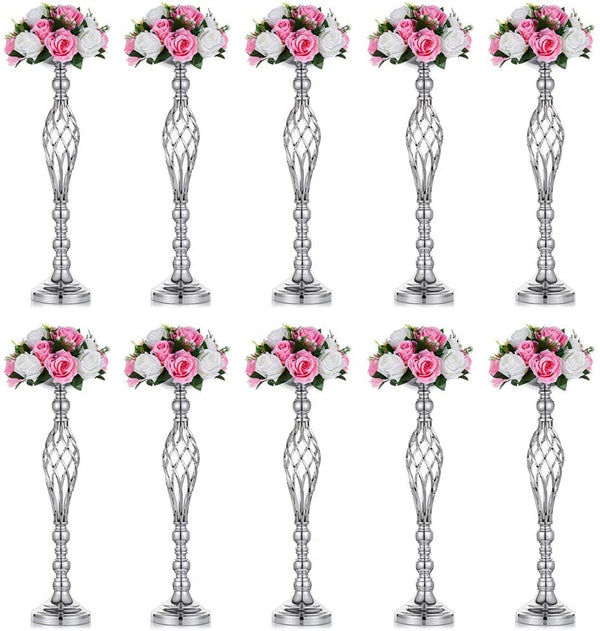 Nuptio 10Pcs Gold Wedding Centerpiece | Metal Vase Column Stand