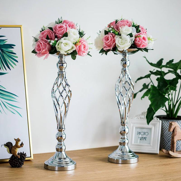 Nuptio 10Pcs Gold Wedding Centerpiece | Metal Vase Column Stand