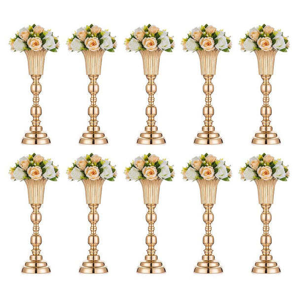 nuptio 10Pcs Metal Trumpet Vase for Wedding | Flower Stand for Wedding Tables