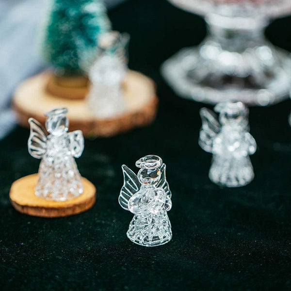 Nuptio 12Pcs/24Pcs Mini Clear Glass Hanging Angels Tree Ornaments Christmas Tree Decorations