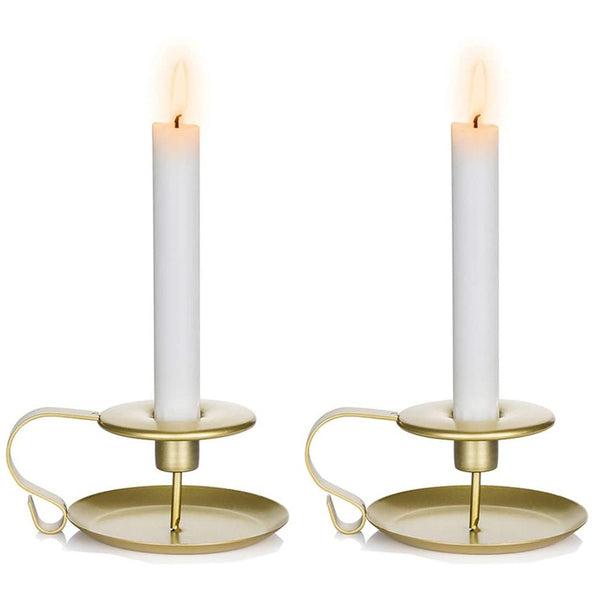 Nuptio 2/4/10Pcs Retro Iron Simple Black Chamberstick Taper Candle Holder