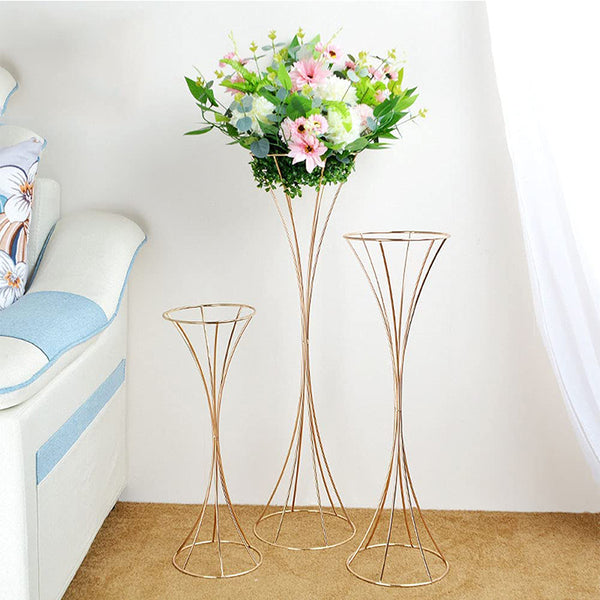 Nuptio 2Pcs/10Pcs Centerpieces Flower Stand Geometric Flower Vase Metal For Table Decor