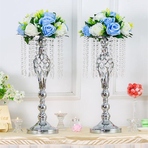 Nuptio 2Pcs/10Pcs Crystal Flower Stand Wedding Road Lead Tall Flower Holders
