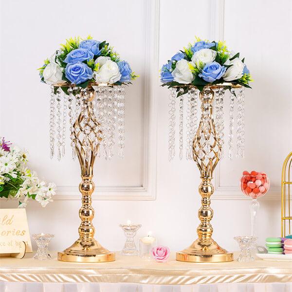 Nuptio 2Pcs/10Pcs Crystal Flower Stand Wedding Road Lead Tall Flower Holders