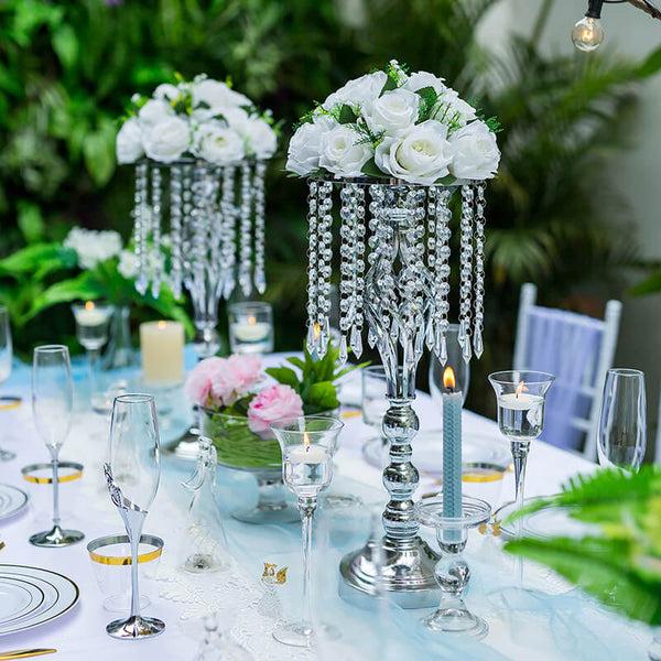 Nuptio 2Pcs/10Pcs Crystal Flower Stand Wedding Road Lead Tall Flower Holders