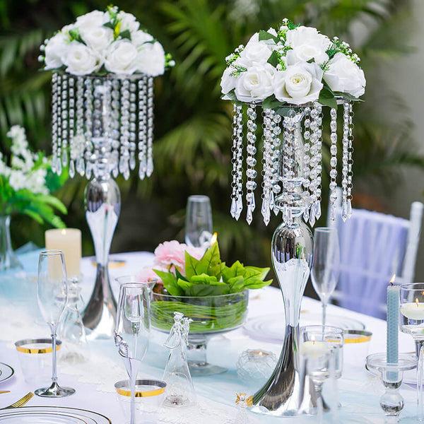 Nuptio 2Pcs/10Pcs Crystal Flower Stand Wedding Road Lead Tall Flower Holders