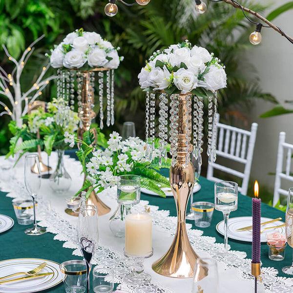 Nuptio 2Pcs/10Pcs Crystal Flower Stand Wedding Road Lead Tall Flower Holders