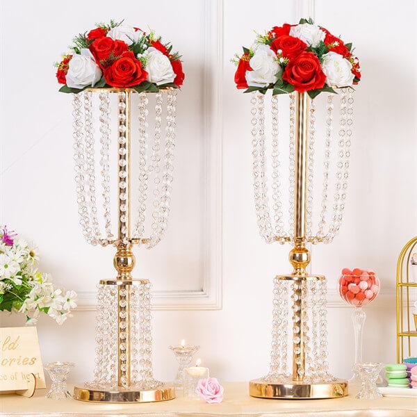 Nuptio 2Pcs/10Pcs Crystal Metal Vase Flower Stand Holders For Wedding Party Home Decor