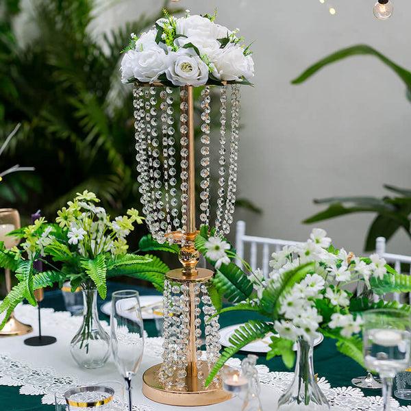 Nuptio 2Pcs/10Pcs Crystal Metal Vase Flower Stand Holders For Wedding Party Home Decor