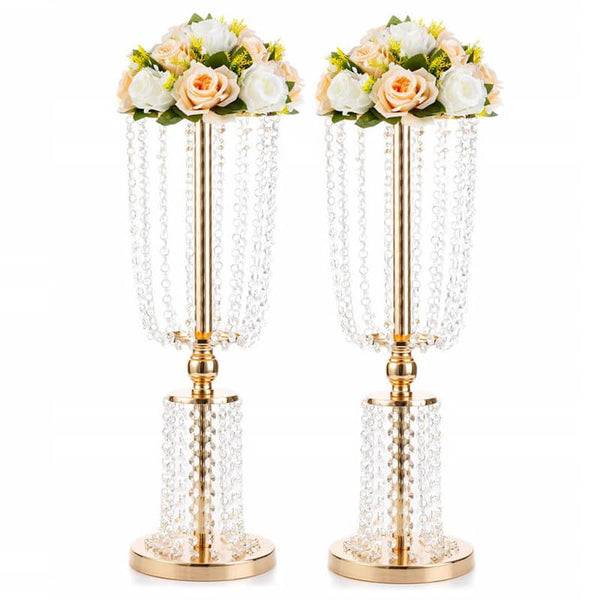 nuptio 2Pcs/10Pcs Crystal Metal Vase Flower Stand Holders for Wedding Party Home Decor