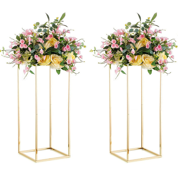 Nuptio 2Pcs/10Pcs Floor Column Vase Centerpiece Gold Flower Stand For Wedding Party Decoration