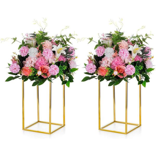 Nuptio 2Pcs/10Pcs Floor Column Vase Centerpiece Gold Flower Stand For Wedding Party Decoration